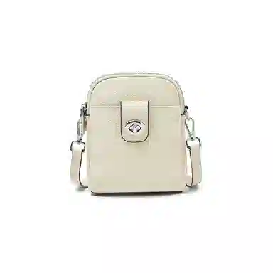 老人头 复古时尚百搭复古高颜值简约设计小巧轻便手机包 头层牛皮 单肩斜挎包 女款 黑色/米白色/灰色/焦糖色