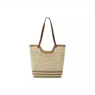 红蜻蜓 夏日百搭海滩度假风高颜值时尚休闲气质通勤简约轻便旅游 合成革拼织物 单肩包托特包 女款 摩卡棕