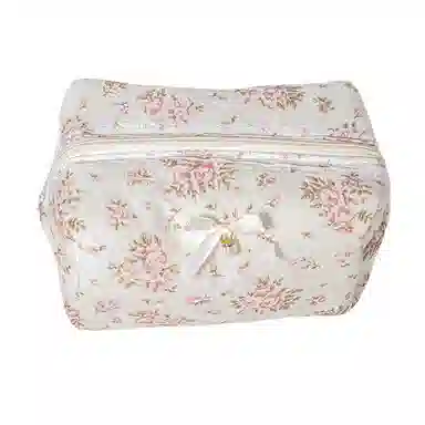 馨枕居夹棉蕾丝花边花卉蝴蝶结洗漱包便携口红收纳包女生化妆品拉链包袋化妆包 便携收纳防尘