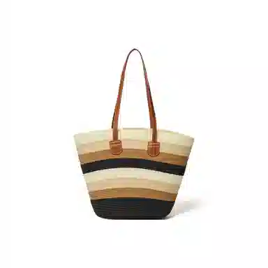 红蜻蜓 夏日百搭海滩度假风高颜值时尚休闲气质通勤简约轻便旅游 合成革拼织物 单肩包托特包 女款 摩卡棕