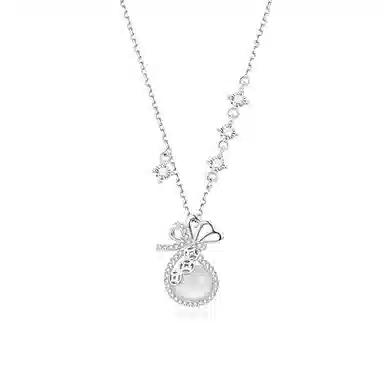 【精选S925纯银】 七七银饰 招财运转福袋吊坠锁骨链 新中式复古国潮财运 小众高颜值设计轻奢高级大气氛围感 通勤百搭约会 玉髓 项链 女款