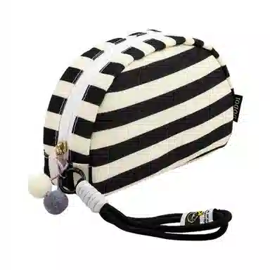 馨枕居高颜值条纹便携洗漱包旅游化妆包手提大容量收纳包刺绣贝壳包化妆包 便携收纳防尘