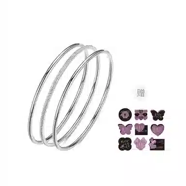 【 999足银纯银 三生三世/浪漫7夕卡片】 福韵金 六桂福珠宝 满天星三圈新中式国潮少女轻奢精致小众设计高级感素百搭 银 手镯 女款