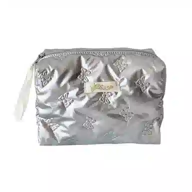 馨枕居韩版高颜值蝴蝶化妆包简约纯色超声波压花护肤品收纳包旅行洗漱包化妆包 便携收纳防尘