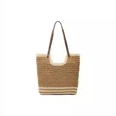 红蜻蜓 夏日百搭海滩度假风高颜值时尚休闲气质通勤简约轻便旅游 合成革拼织物 单肩包托特包 女款 摩卡棕