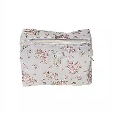 馨枕居夹棉蕾丝花边花卉蝴蝶结洗漱包便携口红收纳包女生化妆品拉链包袋化妆包 便携收纳防尘