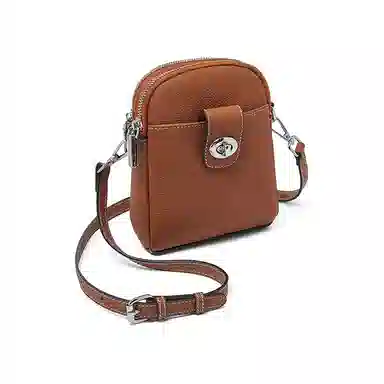 老人头 复古时尚百搭复古高颜值简约设计小巧轻便手机包 头层牛皮 单肩斜挎包 女款 黑色/米白色/灰色/焦糖色