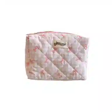 馨枕居韩版简约大容量化妆包高颜值格纹蝴蝶结护肤品收纳包便携洗漱包女化妆包 便携收纳防尘