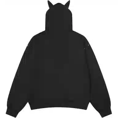 【dme】 高街潮流拼接铆钉杜宾犬耳朵连帽拉链情侣短外套卫衣 男女同款