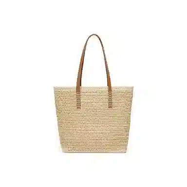 红蜻蜓 夏日百搭海滩度假风高颜值时尚休闲气质通勤简约轻便旅游 合成革拼织物 单肩包托特包 女款 摩卡棕