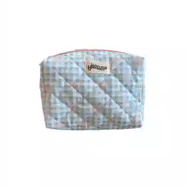 馨枕居韩版简约大容量化妆包高颜值格纹蝴蝶结护肤品收纳包便携洗漱包女化妆包 便携收纳防尘