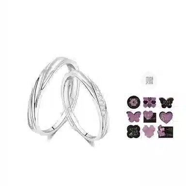 【999足银纯银 共度爱河/浪漫卡片】 福韵金 六桂福珠宝 恋爱告白轻奢共赴闪耀甜蜜饰爱轻奢高级百搭对戒 银 戒指 男女同款情侣款