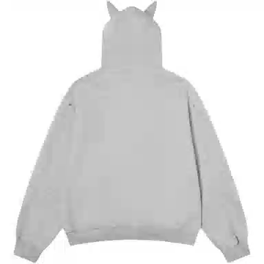 【dme】 高街潮流拼接铆钉杜宾犬耳朵连帽拉链情侣短外套卫衣 男女同款