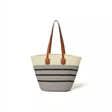 红蜻蜓 夏日百搭海滩度假风高颜值时尚休闲气质通勤简约轻便旅游 合成革拼织物 单肩包托特包 女款 摩卡棕