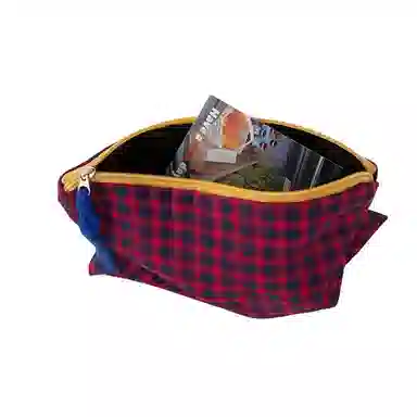 馨枕居大容量撞色格子包化妆包女便携化妆品收纳袋护肤品洗漱收纳化妆包 便携收纳防尘