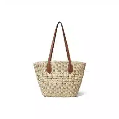 红蜻蜓 夏日百搭海滩度假风高颜值时尚休闲气质通勤简约轻便旅游 合成革拼织物 单肩包托特包 女款 摩卡棕