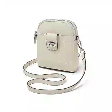 老人头 复古时尚百搭复古高颜值简约设计小巧轻便手机包 头层牛皮 单肩斜挎包 女款 黑色/米白色/灰色/焦糖色