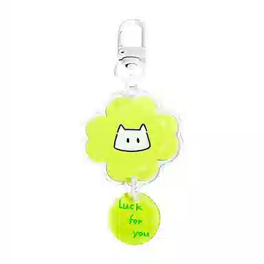 饰伴 猫猫幸运四叶草钥匙扣可爱包包书包卡通 合金 挂件 男女同款情侣款