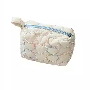 馨枕居化妆包大容量绗缝爱心收纳包可爱便携文具袋洗漱包逛街手拿包化妆包 便携收纳防尘