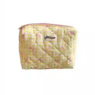 馨枕居韩版简约大容量化妆包高颜值格纹蝴蝶结护肤品收纳包便携洗漱包女化妆包 便携收纳防尘