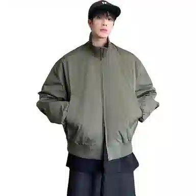 悍戈 美式复古痞帅风立领宽松飞行员外套 高级感工装潮流范夹克 男女同款