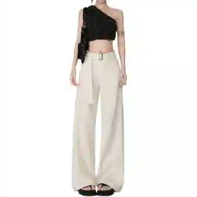 淑好百 宽松阔腿拖地休闲高腰牛仔裤 女款