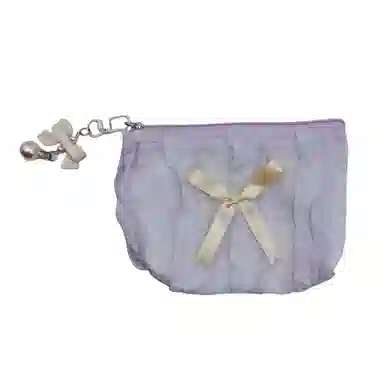 馨枕居可爱化妆包化妆袋韩版蕾丝蝴蝶结大容量零钱包手拿包女收纳包化妆包 便携收纳防尘