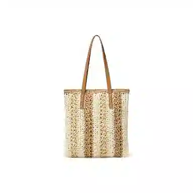 红蜻蜓 夏日百搭海滩度假风高颜值时尚休闲气质通勤简约轻便旅游 合成革拼织物 单肩包托特包 女款 摩卡棕