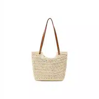 红蜻蜓 夏日百搭海滩度假风高颜值时尚休闲气质通勤简约轻便旅游 合成革拼织物 单肩包托特包 女款 摩卡棕