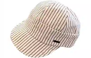 优幽兰 日系复古白色条纹报童帽百搭文艺显脸小帽子轻薄透气防紫外线棒球帽舒适透气遮阳帽潮 棉 鸭舌帽 女款