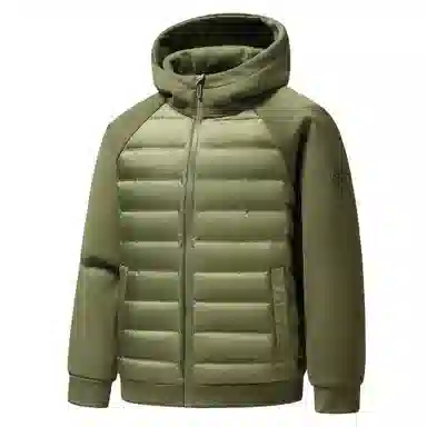 鸭鸭 轻薄拼接连帽休闲户外保暖羽绒服 男女同款