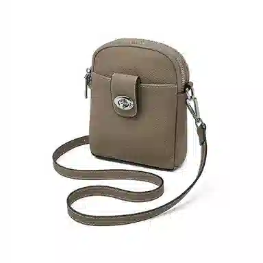 老人头 复古时尚百搭复古高颜值简约设计小巧轻便手机包 头层牛皮 单肩斜挎包 女款 黑色/米白色/灰色/焦糖色