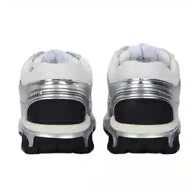 CHANEL Silver Logo Low Sneakers