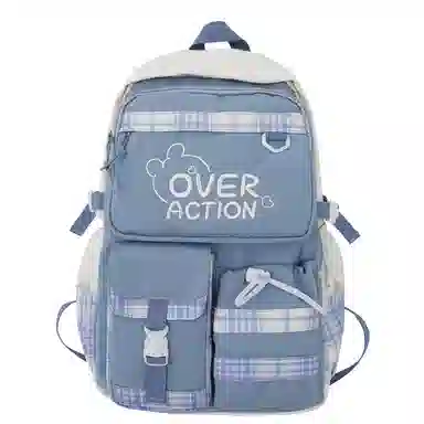 醇龙 撞色格子设计时尚百搭简约轻便通勤大容量 尼龙 双肩包 常规 男女同款情侣款 多色