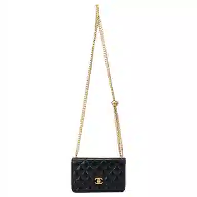 CHANEL 25C Lambskin Shoulder Bag Black