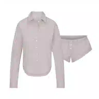 SKIMS COTTON POPLIN MICRO SHORT SLEEP SET