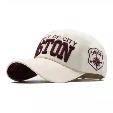 春夏透气吸湿排汗韩系牛仔个性破洞侧字母刺绣显脸小软顶弯檐遮阳防晒帽 棉 鸭舌帽 男女同款情侣款