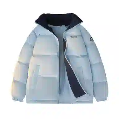 鸭鸭 基础款简约解构创意字母品牌厚板设计运动休闲山系潮流户外撞色防风防寒宽松百搭通勤无性别主义保暖立领棉衣羽绒服 男女同款