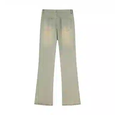 显高显瘦微喇弹力免烫布客行 美式高街重工水洗做旧长裤子宽松阔腿学院风复古显腿长休闲百搭纯色柔软舒适牛仔裤 男女同款