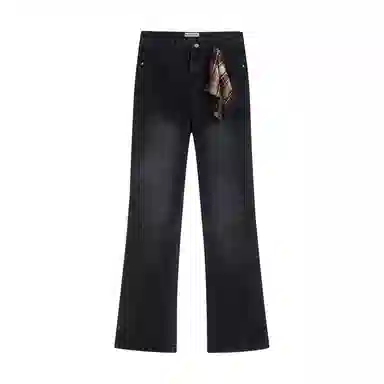 显高显瘦微喇弹力免烫布客行 美式高街重工水洗做旧长裤子宽松阔腿学院风复古显腿长休闲百搭纯色柔软舒适牛仔裤 男女同款