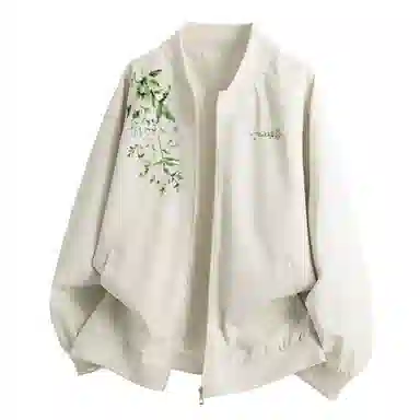 红蜻蜓 美式高街植物花卉仿刺绣徽章涂鸦数字字母印花宽松百搭舒适防风保暖休闲棒球服外套夹克 男女同款