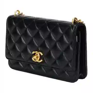 CHANEL 25C Lambskin Shoulder Bag Black