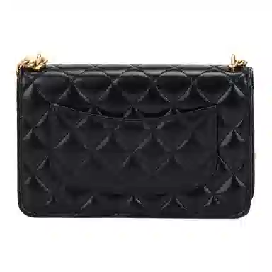 CHANEL 25C Lambskin Shoulder Bag Black