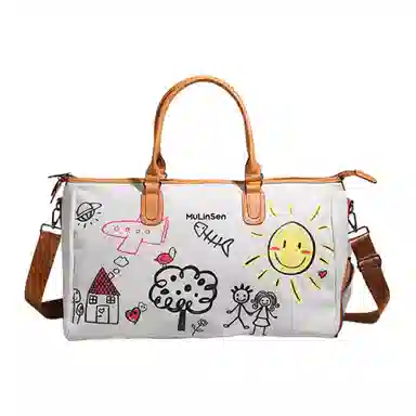 木林森 时尚潮流个性涂鸦商务出差干湿分离轻便百搭多功能 牛津布 旅行包 男女同款情侣款 黑色/白色/灰色