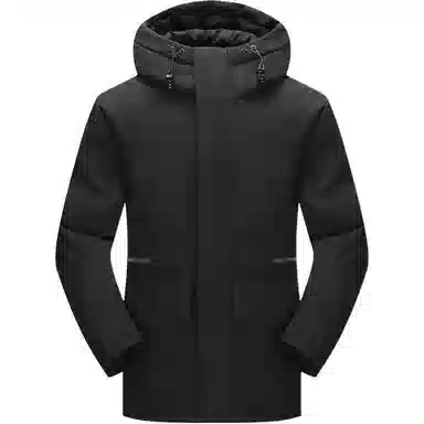 鸭鸭 纯色连帽加厚大口袋羽绒服 男款