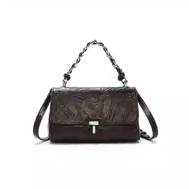 老人头 质感百搭时尚通勤 头层牛皮 斜挎单肩手提包 女款 黑色/咖啡色