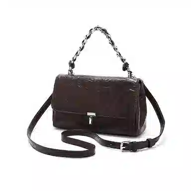 老人头 质感百搭时尚通勤 头层牛皮 斜挎单肩手提包 女款 黑色/咖啡色