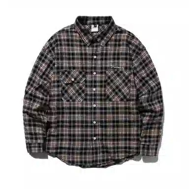 【dme】 美式复古重磅通勤宽松撞色格子慵懒衬衫 男女同款