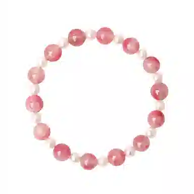 千叶珠宝 粉樱叠韵双色叠戴学生党职场开运首饰#好运天然 粉水晶 手串 桃花淡水珍珠手链轻奢小众高级感手饰 女友闺蜜礼物 女款