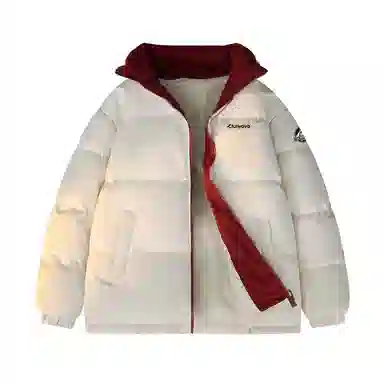 鸭鸭 基础款简约解构创意字母品牌厚板设计运动休闲山系潮流户外撞色防风防寒宽松百搭通勤无性别主义保暖立领棉衣羽绒服 男女同款